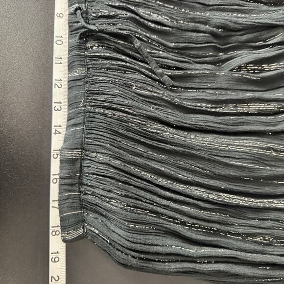 Vintage Boho Celestial Goth Long Skirt XL Black Gold Metallic Tinsel Cottage - Picture 8 of 12